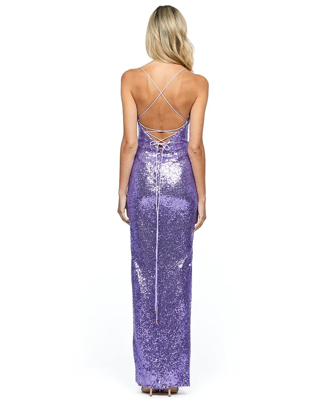 Bariano Madeline Strappy Back Gown Lavender Size 8 / XS for rent on The Volte - main image