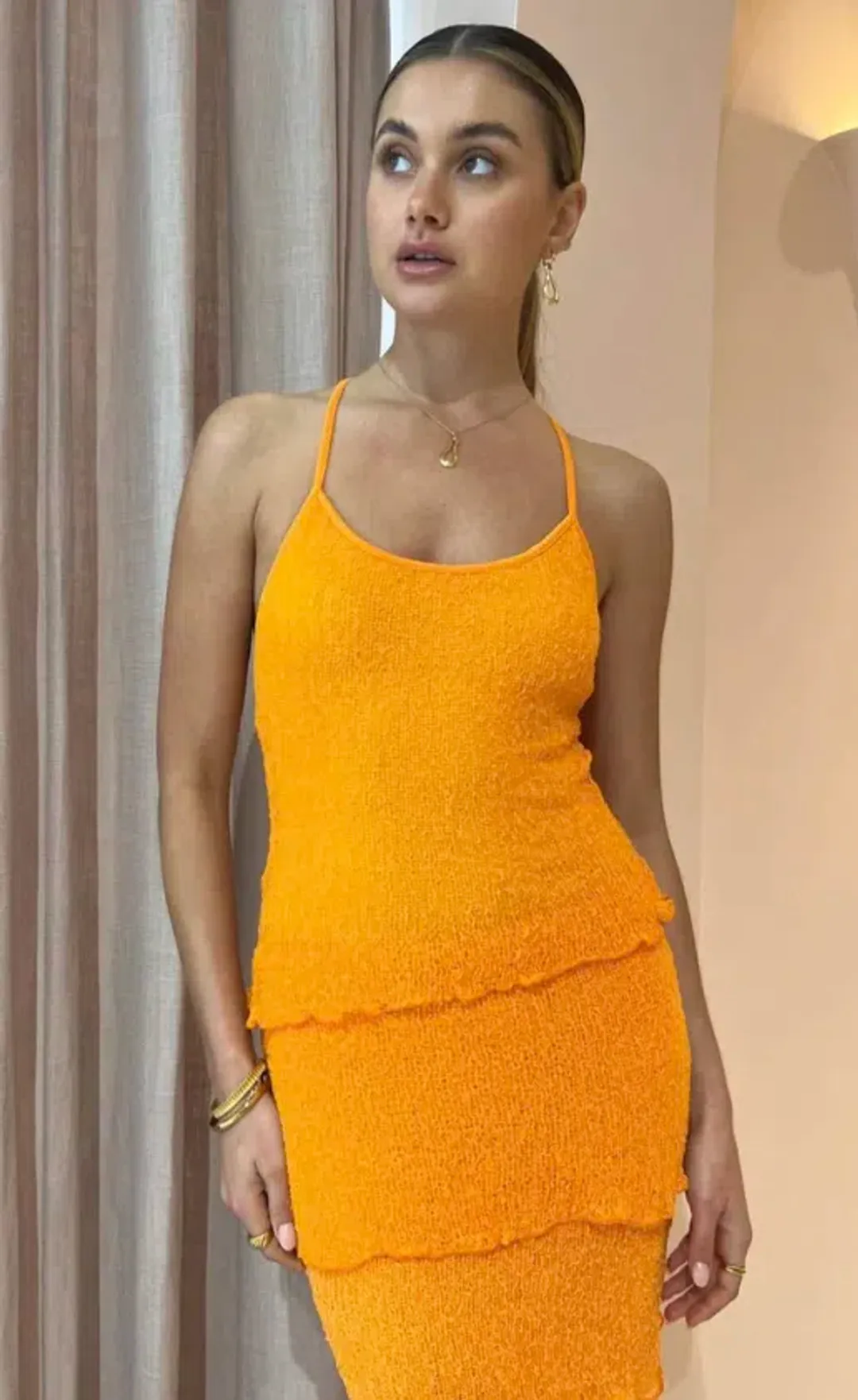 Ambra Madalena Greta Frill Gown Orange Size 10 for rent on The Volte - main image