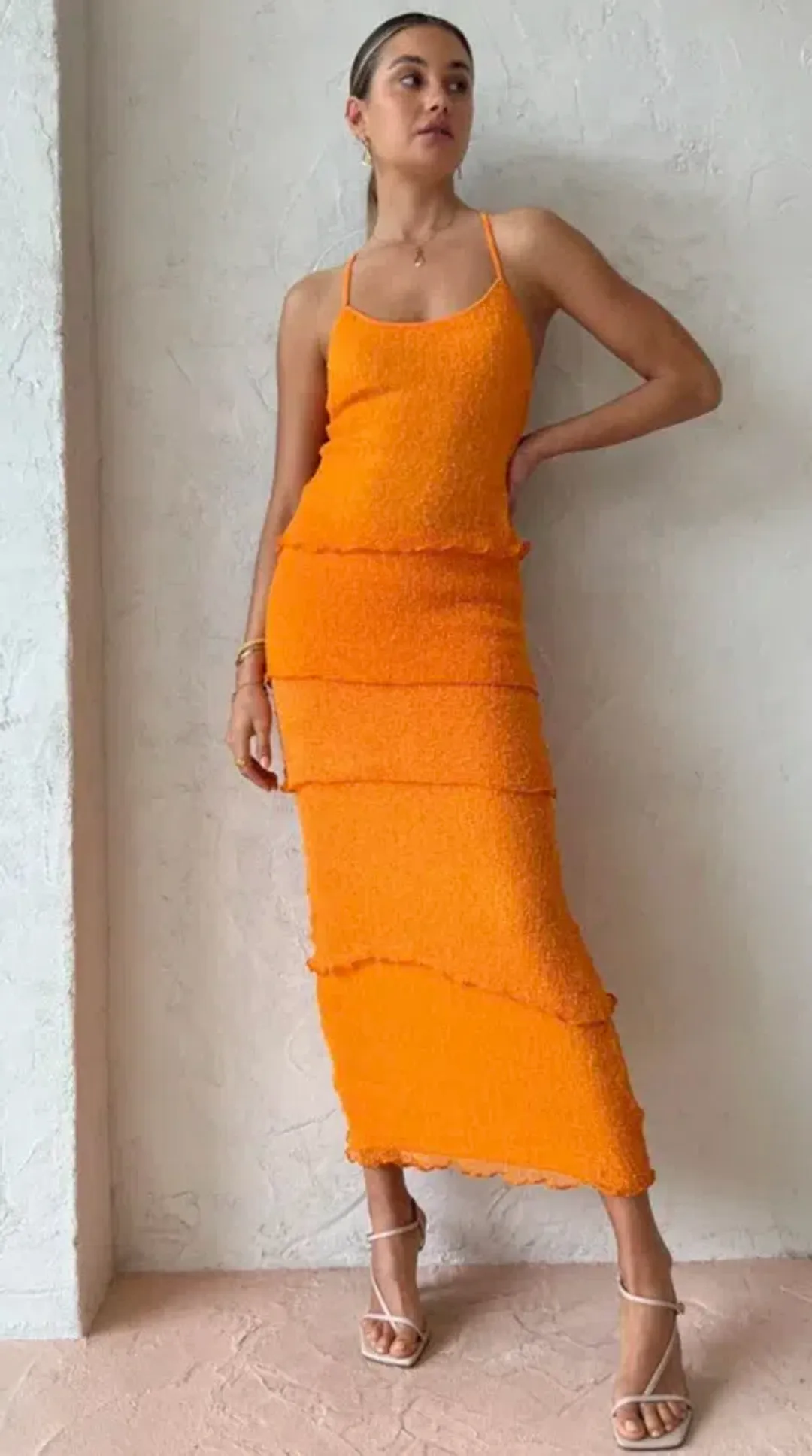 Ambra Madalena Greta Frill Gown Orange Size 10 for rent on The Volte - main image