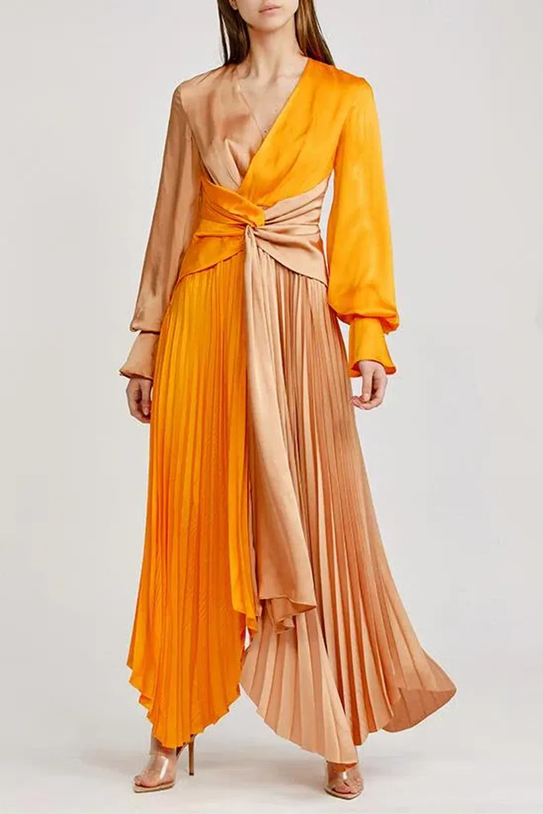 Acler Empire Dress Orange/Nude Size 8 for rent on The Volte - main image