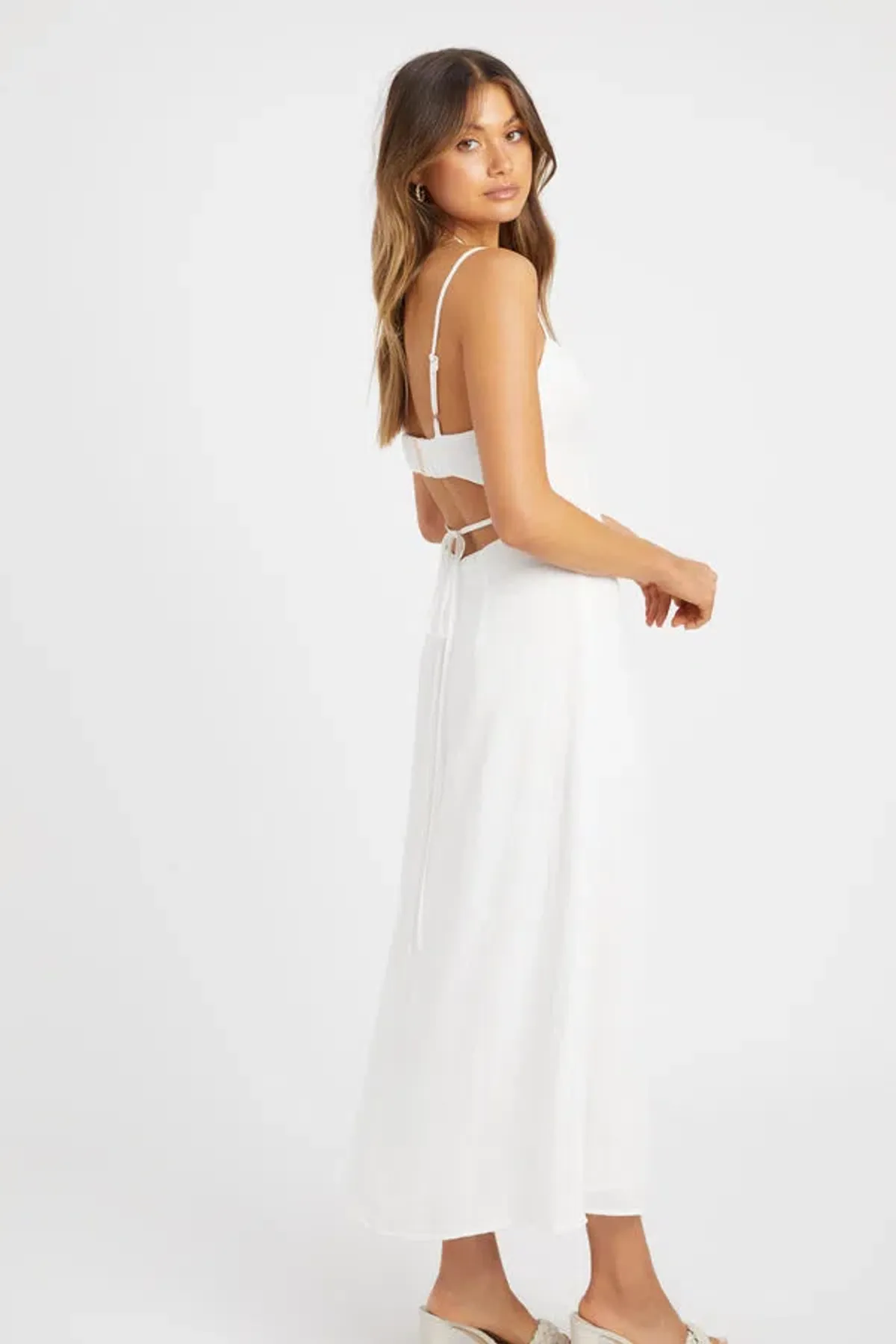 Kookai Hayman Tie Back Dress White Size 38/Au 10  - Image 3