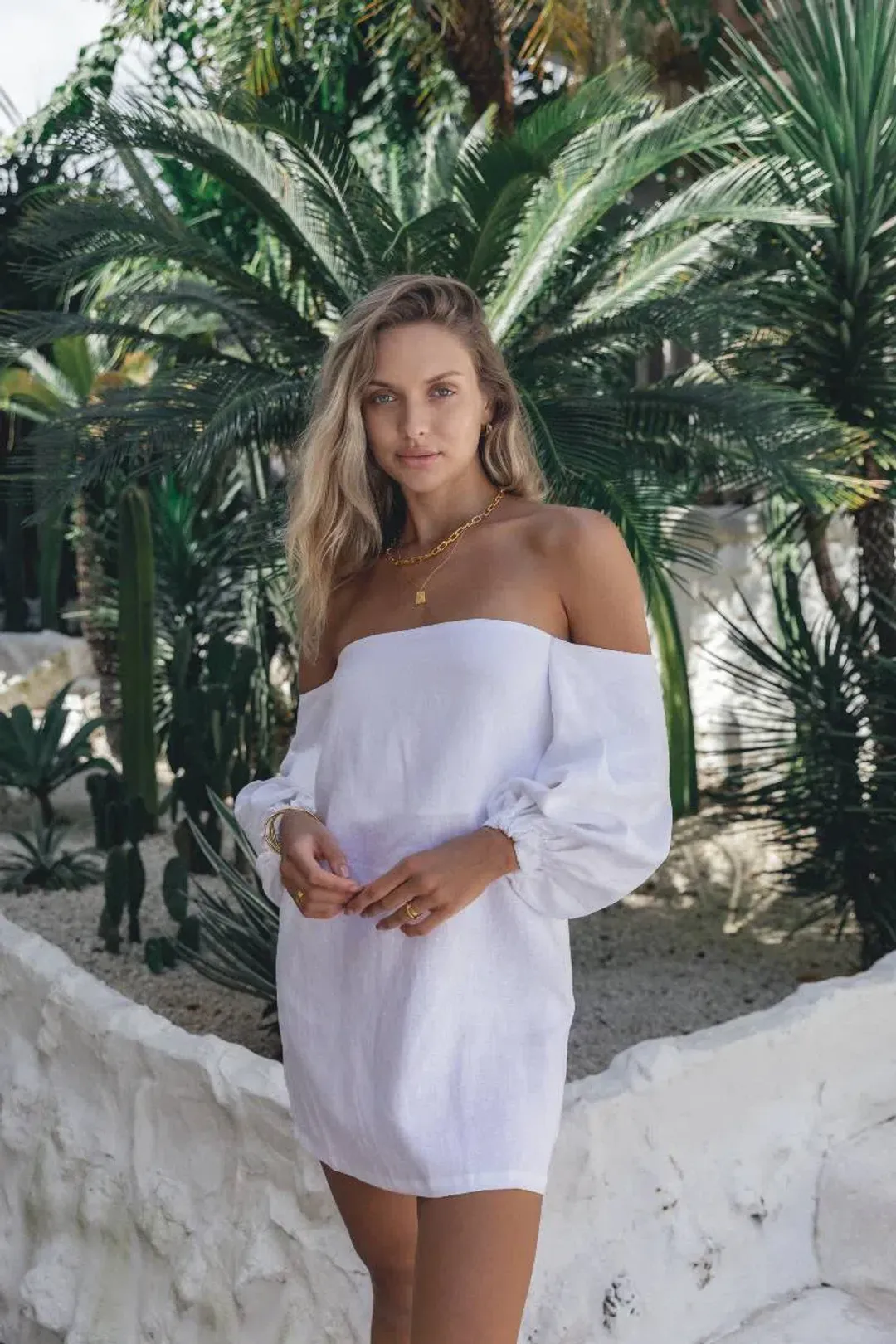 Maurie and Eve Acme Off Shoulder Dress White Size 10 for rent on The Volte - main image