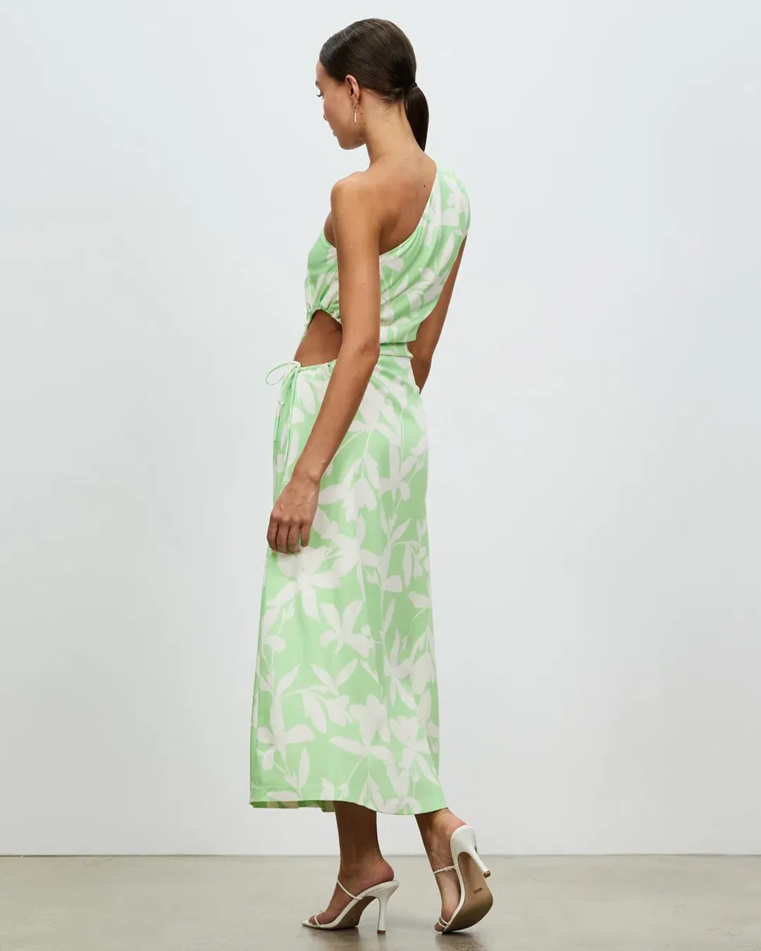 Lover Maldives One Shoulder Dress Green Print Size 10 for rent on The Volte - main image