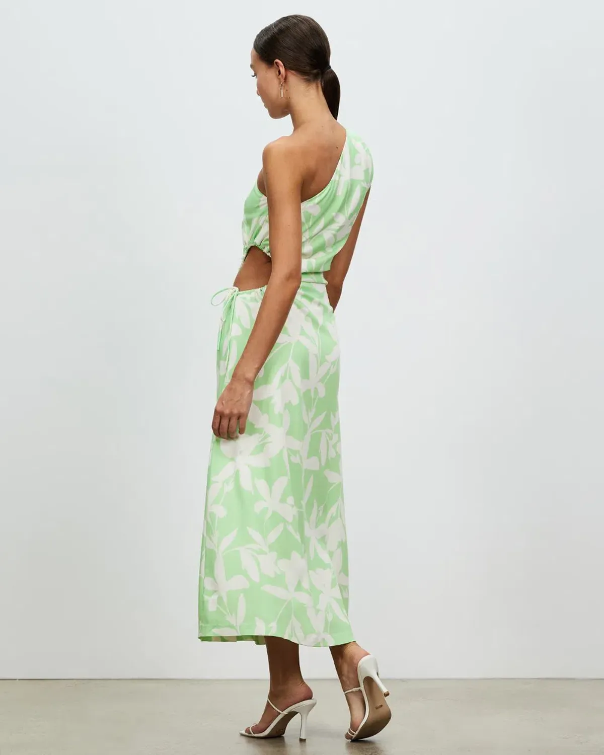 Lover Maldives One Shoulder Dress Green Print Size 10 - Image 4