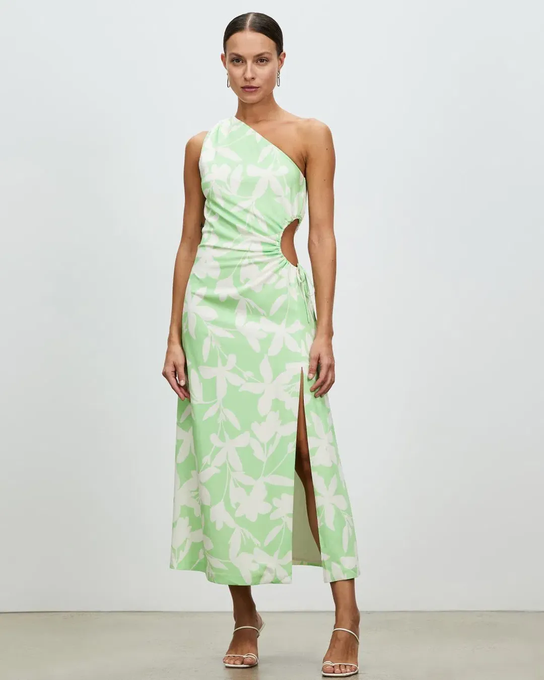 Lover Maldives One Shoulder Dress Green Print Size 10 for rent on The Volte - main image