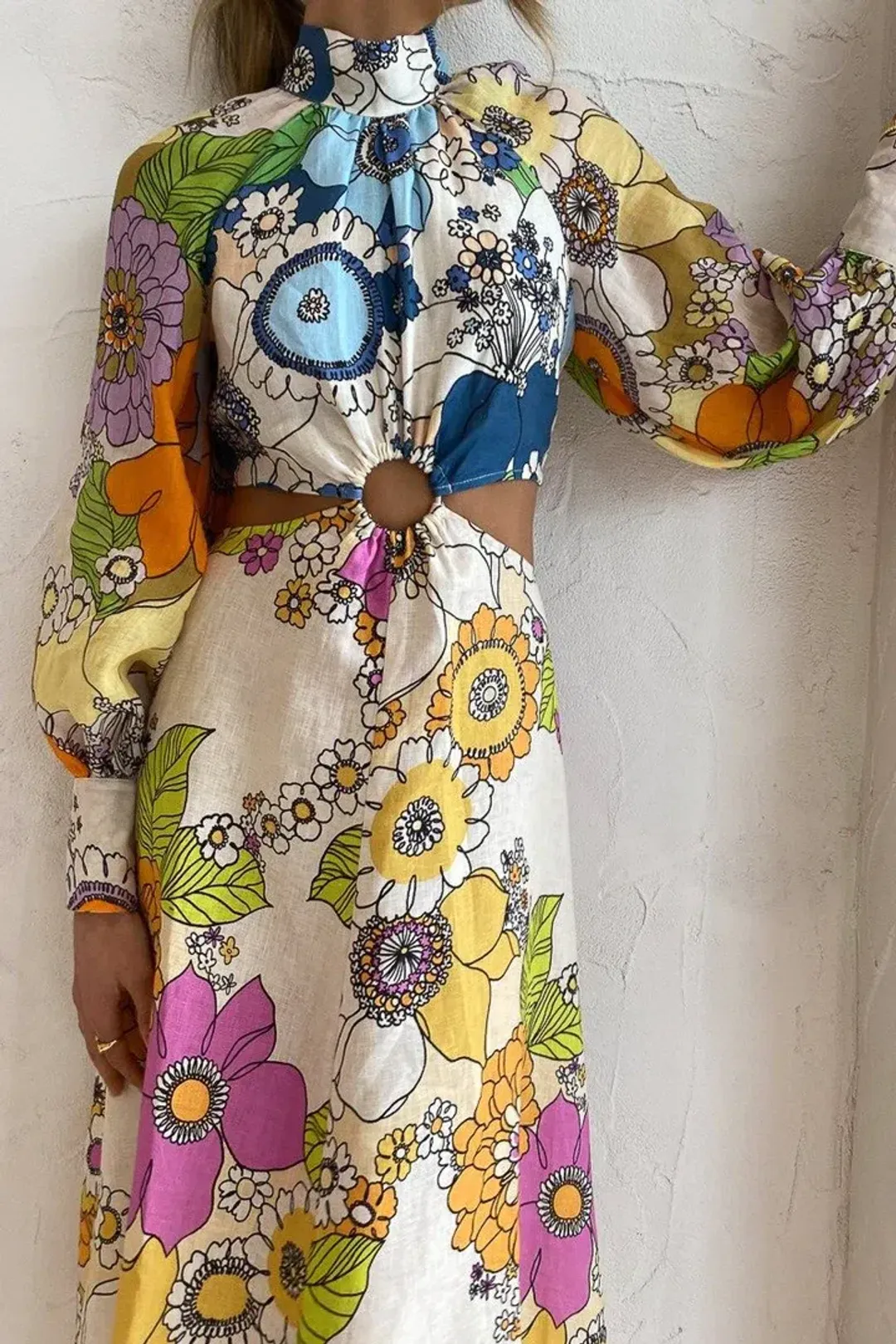 Alemais Farrah Cut Out Midi Dress Multi Size 10  for rent on The Volte - main image