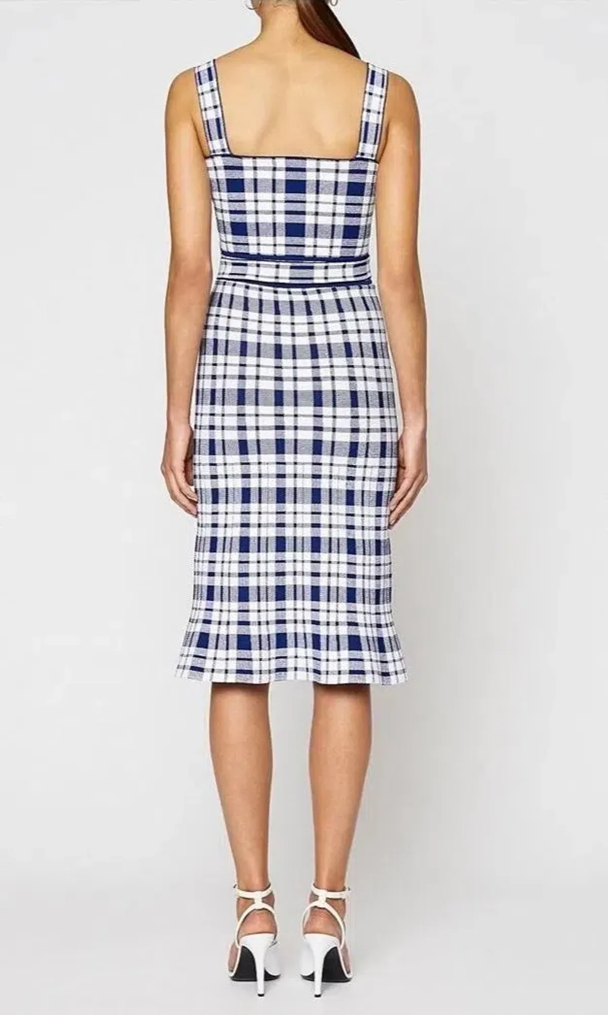 Scanlan Theodore Crepe Knit Check Dress Blue Print Size XS / Au 6 - Image 2