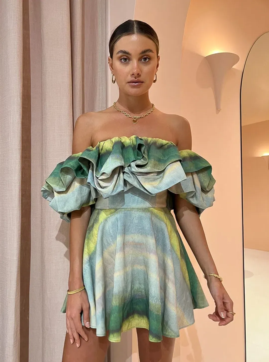 Acler Cumberland Mini Dress Impressionist Stripe Size 10 for rent on The Volte - main image