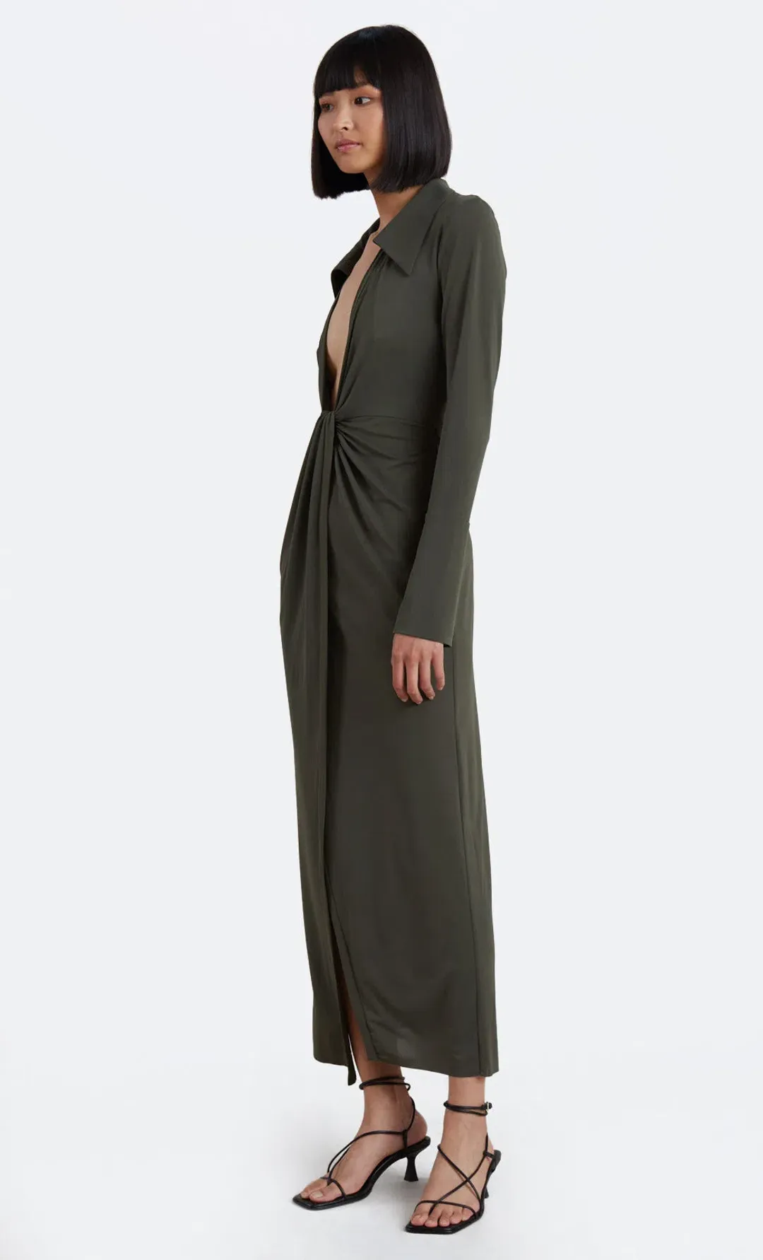 Bec & Bridge Evoke Long Sleeve Maxi Dress Khaki Green Size 6 / XS for rent on The Volte - main image