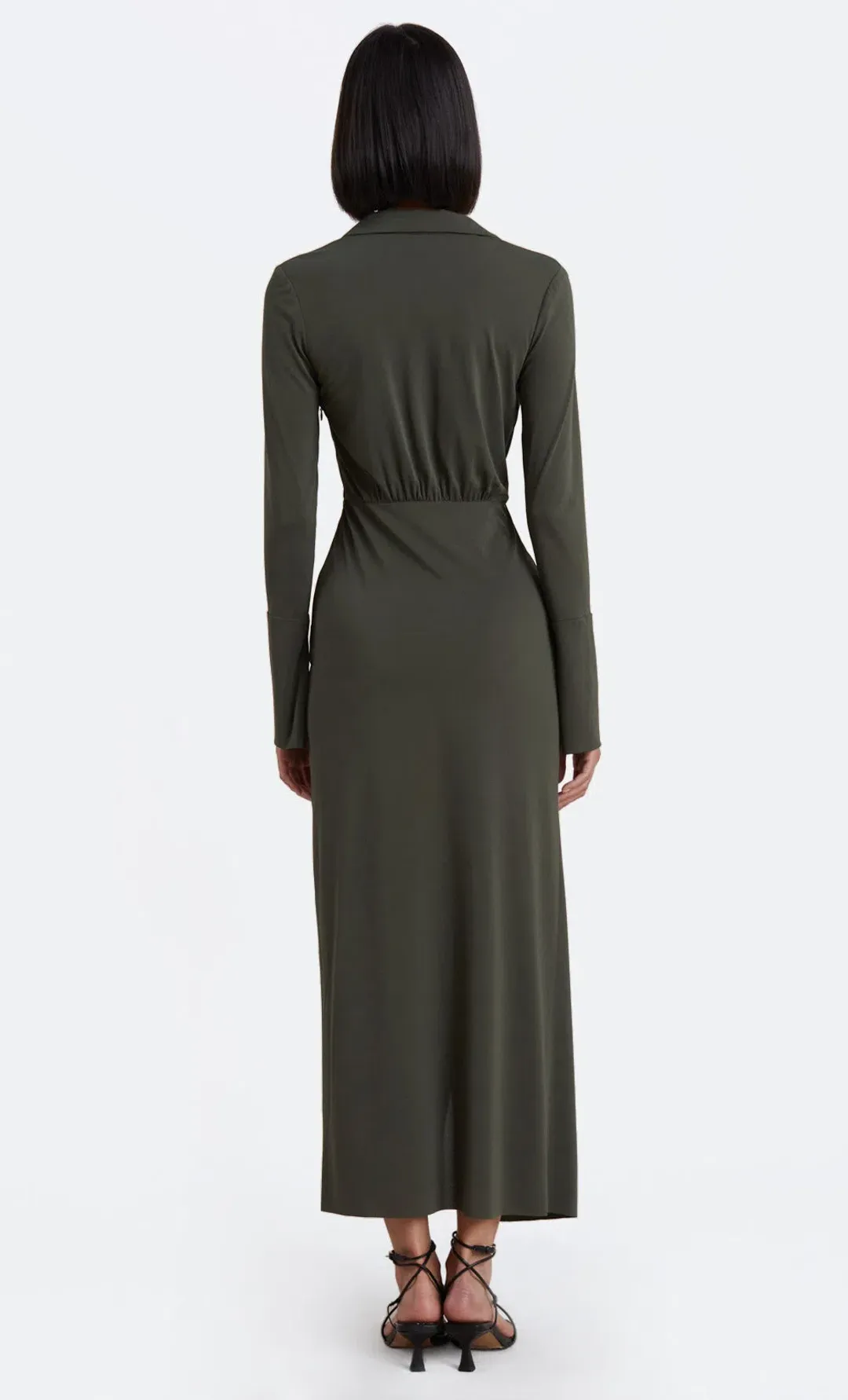 Bec & Bridge Evoke Long Sleeve Maxi Dress Khaki Green Size 6 / XS for rent on The Volte - main image