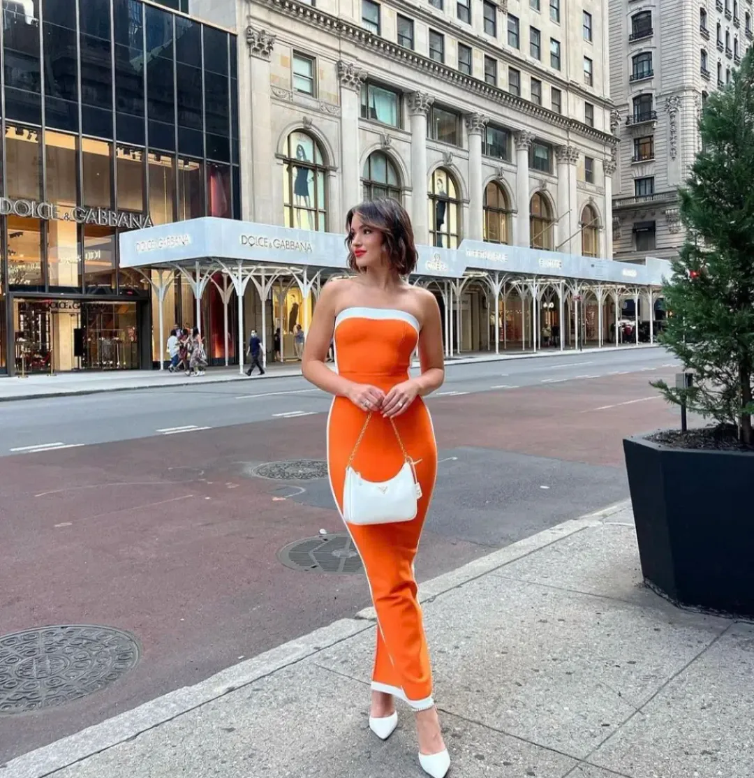 Bianca and Bridgett Ashley Midi Dress Orange Size 6 for rent on The Volte - main image