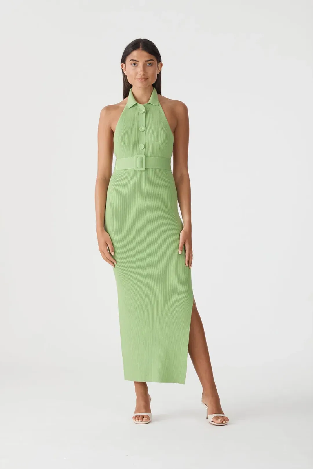 San Sloane Drake Rib Midi Dress in Pistachio Green Size 8 for rent on The Volte - main image