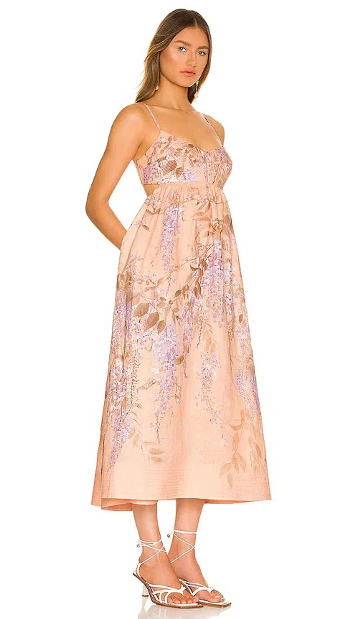 Zimmermann  Rosa Bralette Midi Dress in Lilac Wisteria Floral Size 3/Au 14 - Image 2