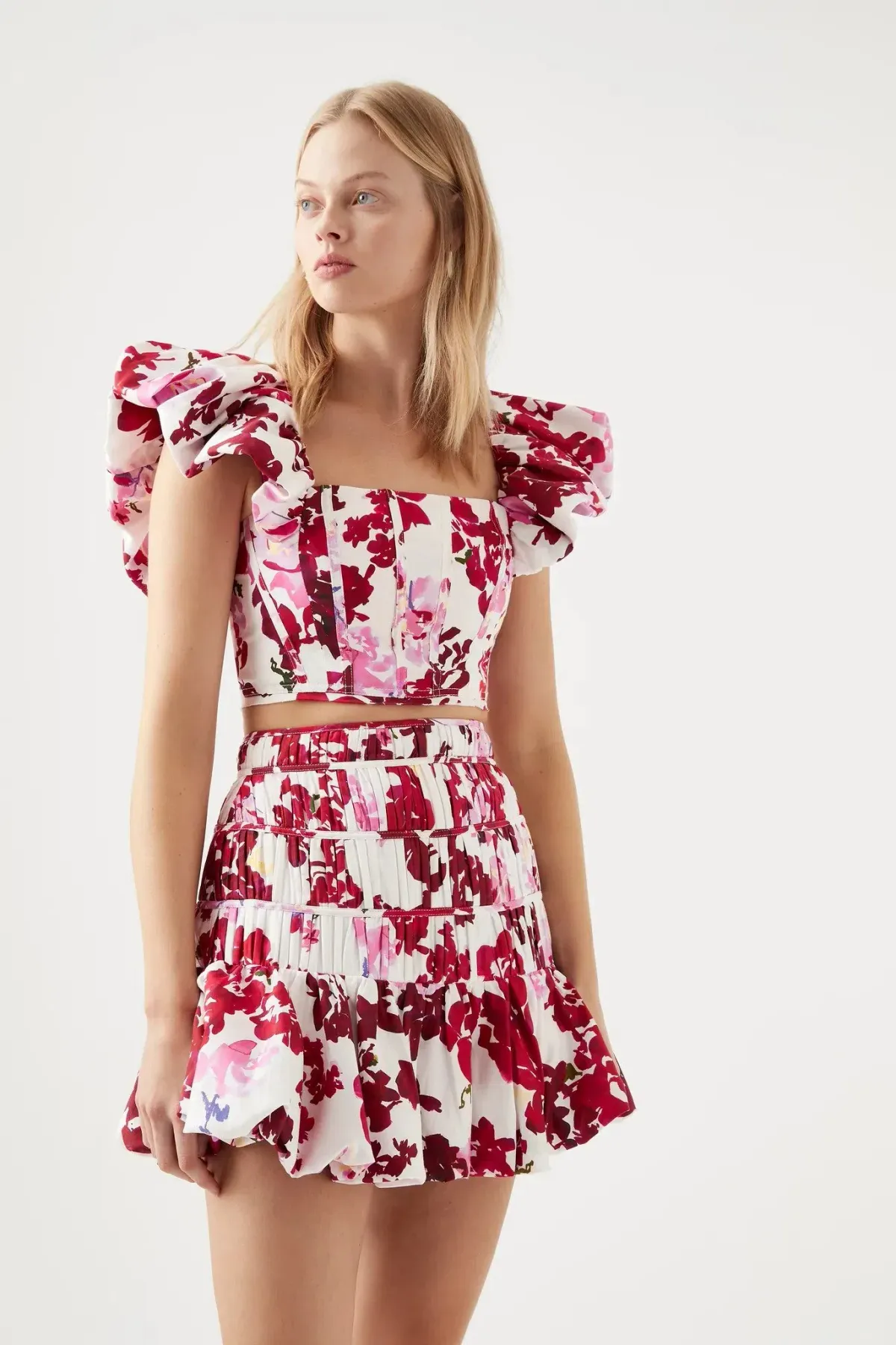 Aje Margot Bubble Sleeve Top Floral Size 10 - Image 2