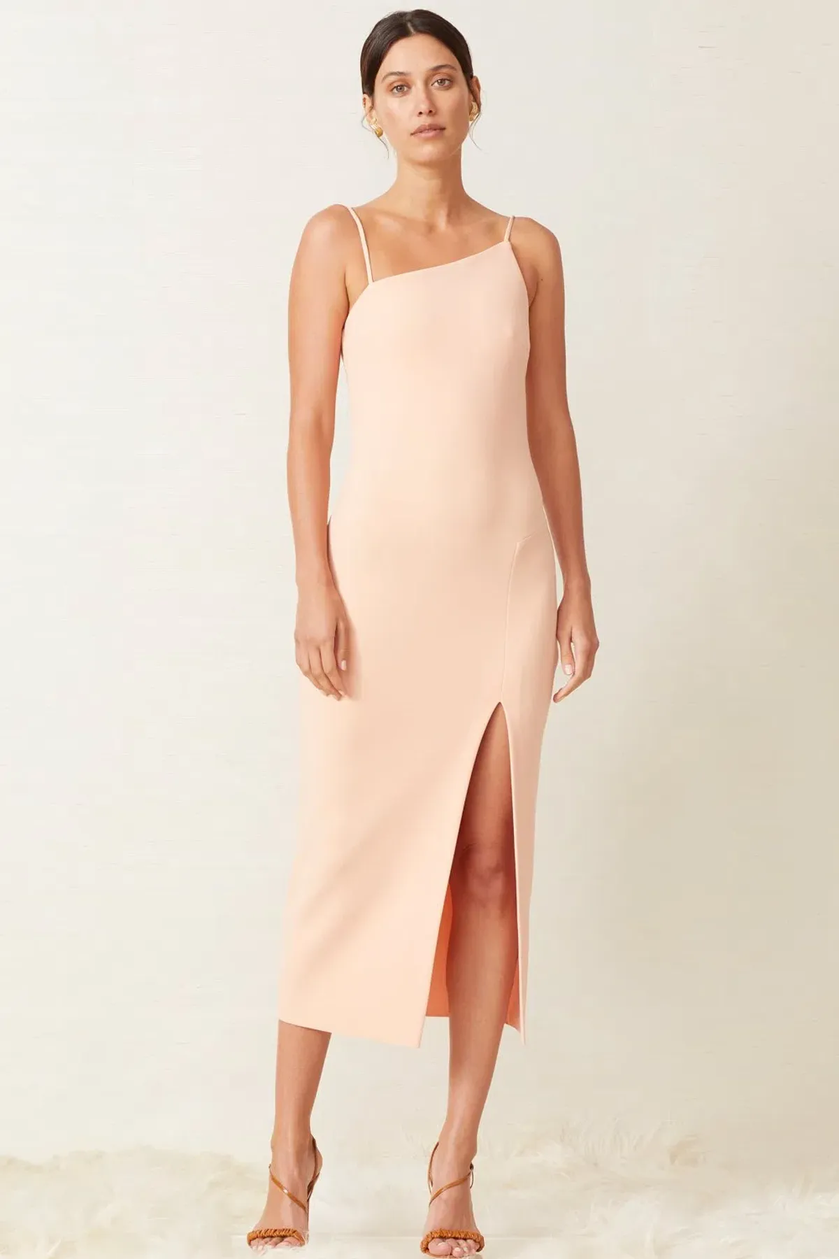 Bec & Bridge Ruby Asym Midi Dress Peach Size 10 - Image 1