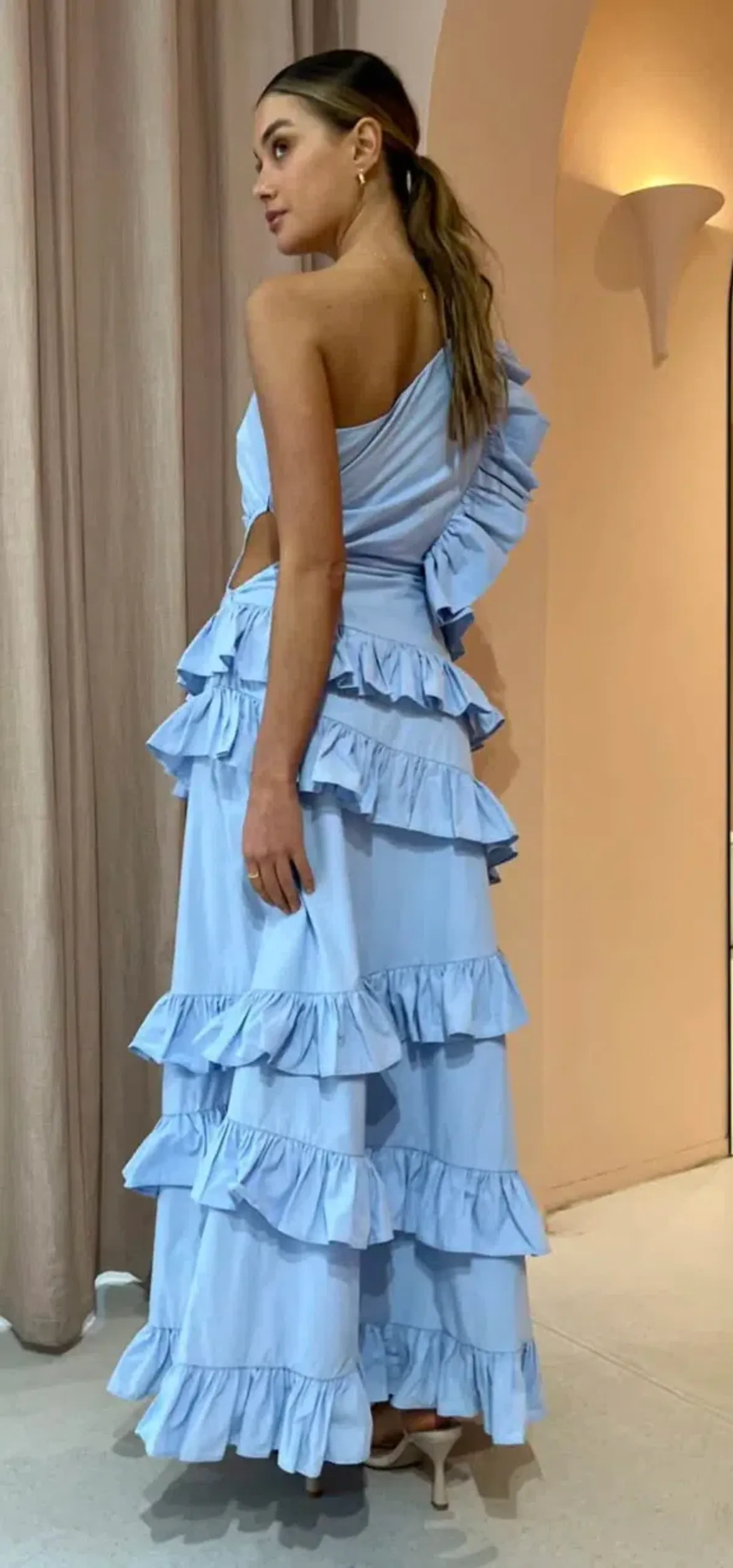 By Nicola Adrift Frill Maxi Dress Blue Size 14 - Image 3