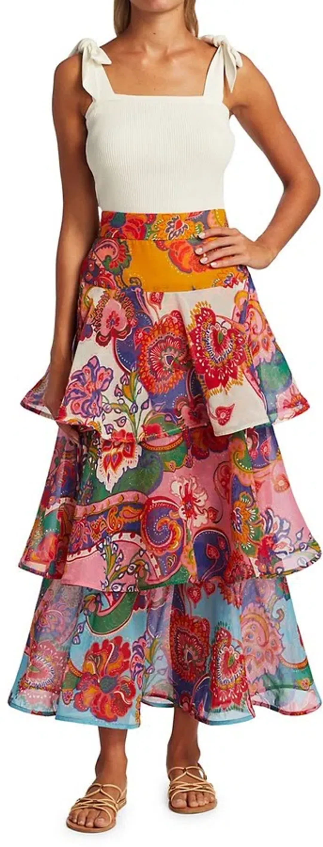 Zimmermann Lovestruck Tiered Flounce Skirt Floral Size 8/1 for rent on The Volte - main image
