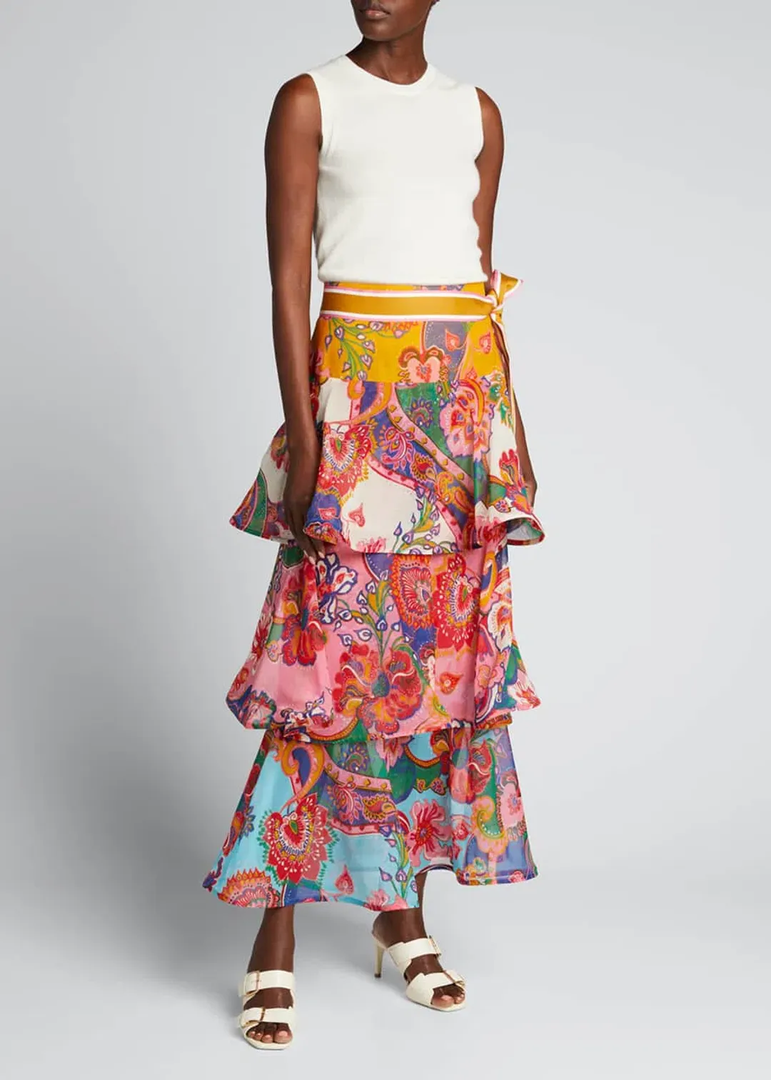 Zimmermann Lovestruck Tiered Flounce Skirt Floral Size 8/1 for rent on The Volte - main image