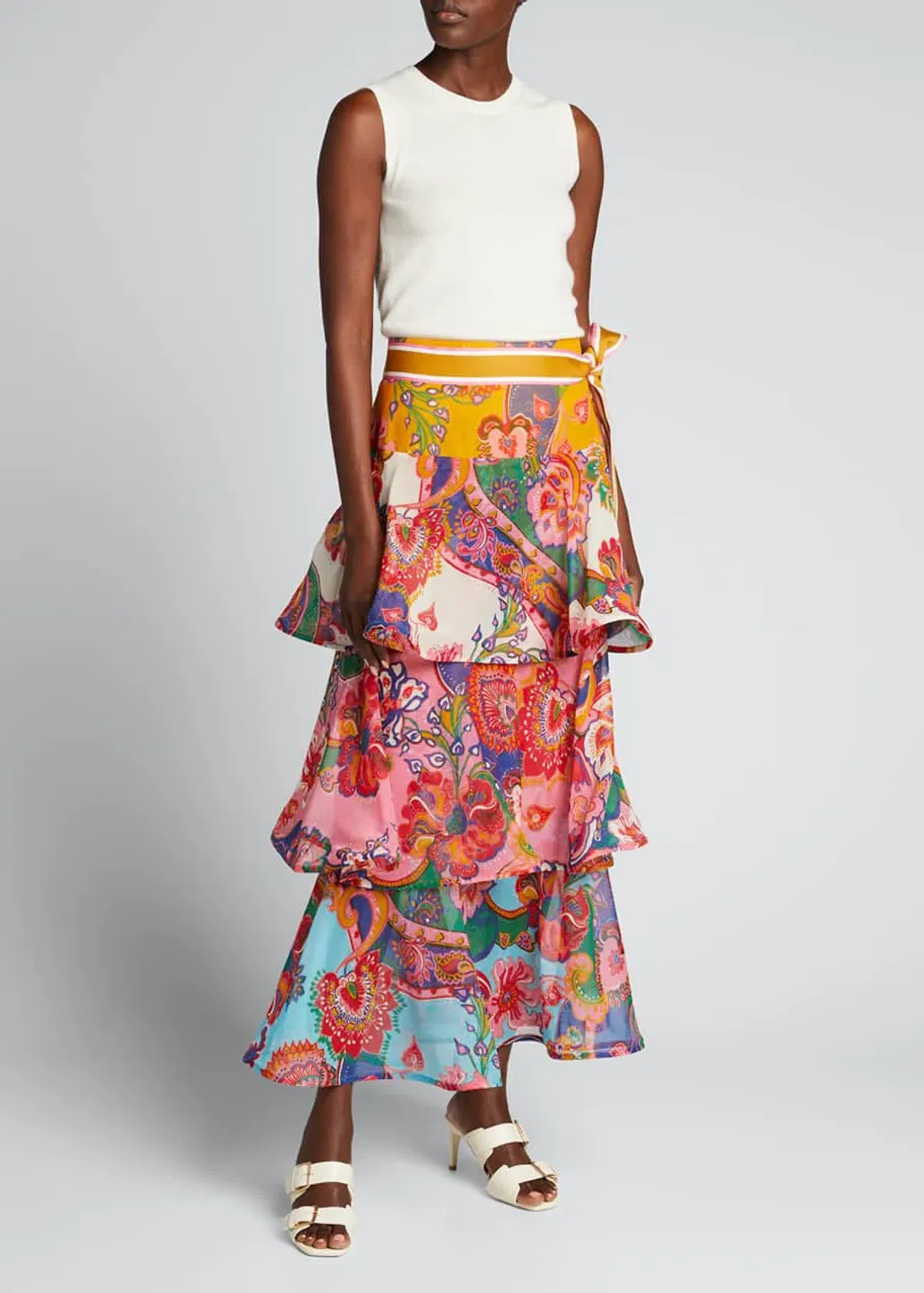 Zimmermann Lovestruck Tiered Flounce Skirt Floral Size 8/1 for rent on The Volte - main image