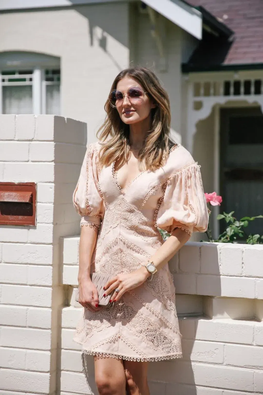 Zimmermann Painted Heart Chevron Mini Dress Pink Size 3 for rent on The Volte - main image