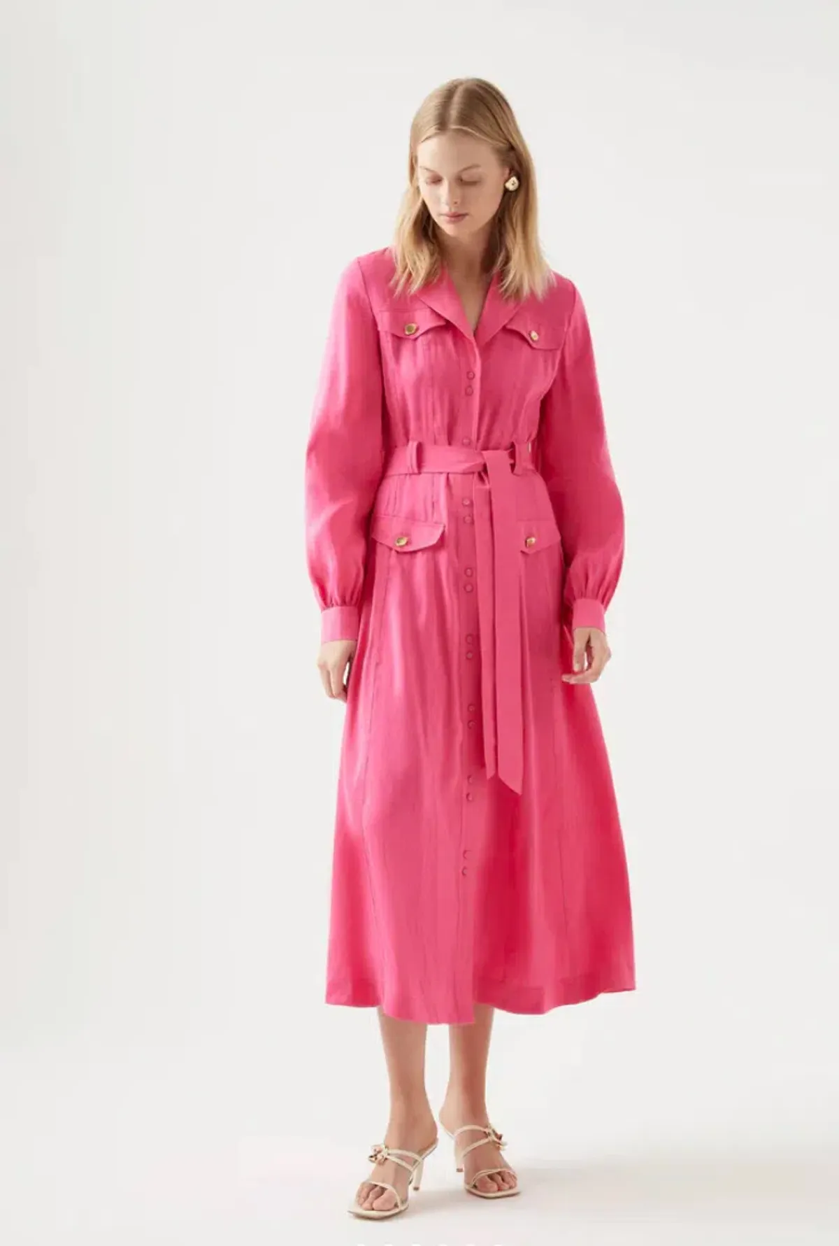 Aje Sophie Shirt Midi Dress Pink Size 10 / M - Image 1