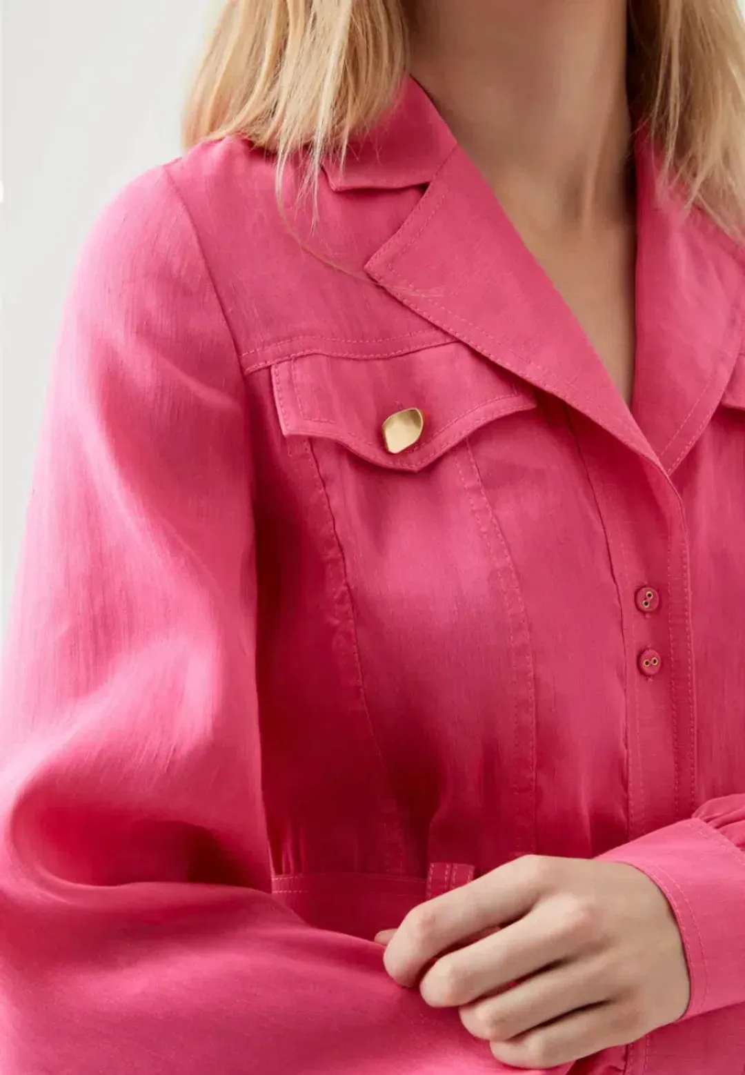 Aje Sophie Shirt Midi Dress Pink Size 10 / M for rent on The Volte - main image