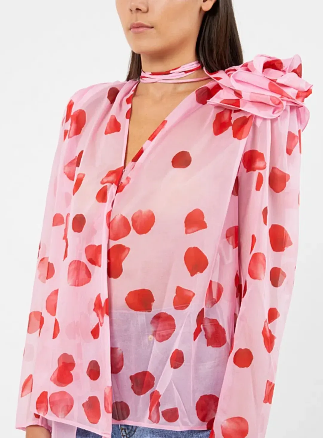 SELLING: Magda Butrym Flower Embellished Blouse Pink Petal Size 40 / Au 12 for rent on The Volte - main image