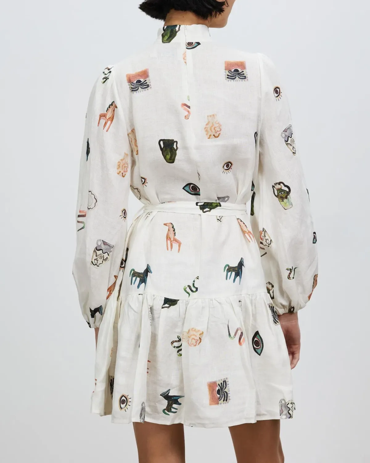 Alemais Hera Mini Dress Print White Size AU 6 - Image 2