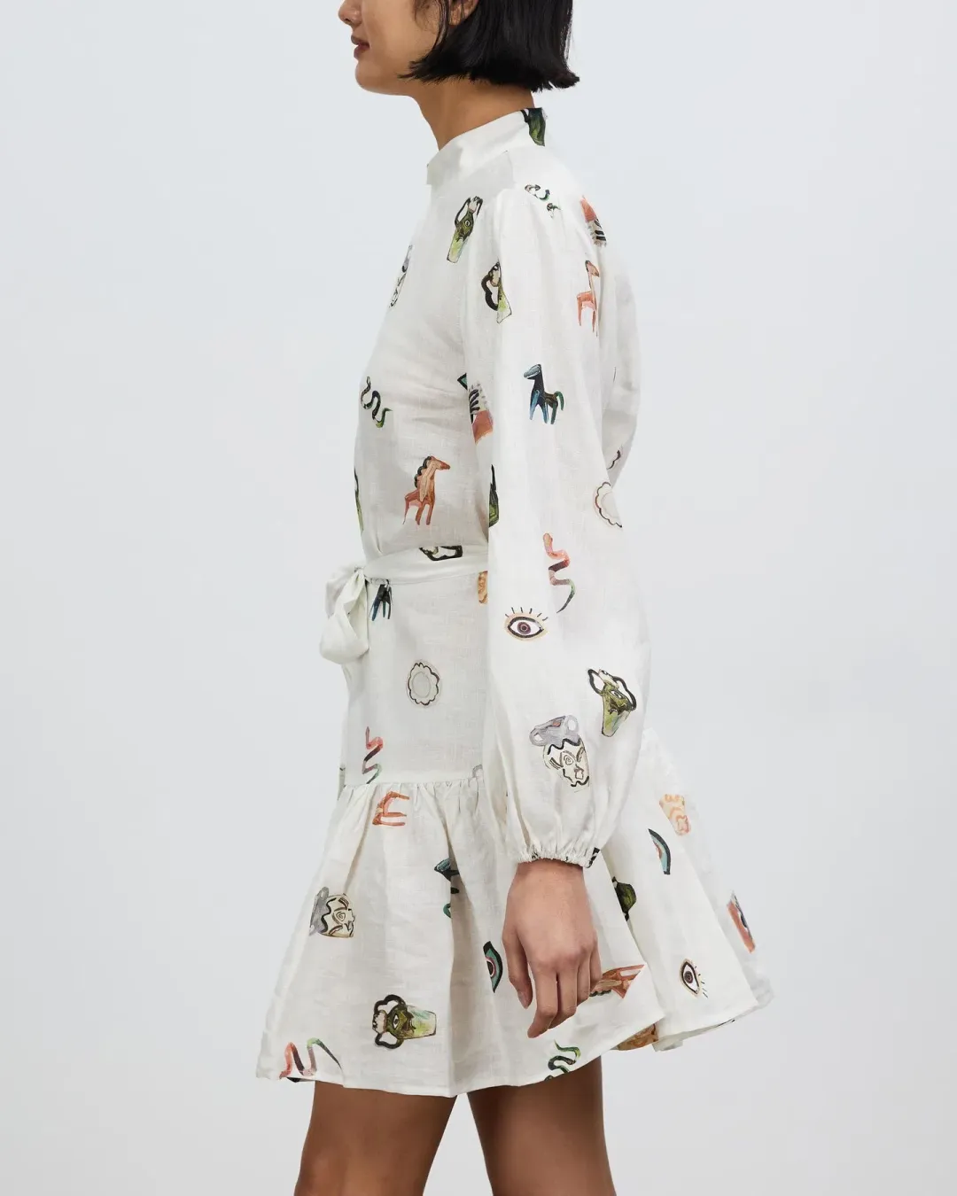 Alemais Hera Mini Dress Print White Size AU 6 for rent on The Volte - main image