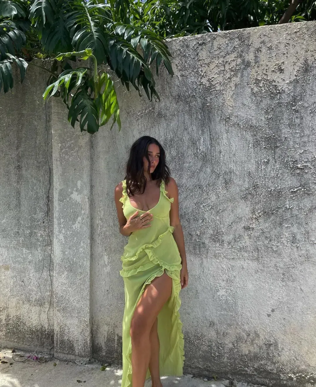 House of CB Pixie Ruffle Maxi Dress Lime Green Size 8 for rent on The Volte - main image