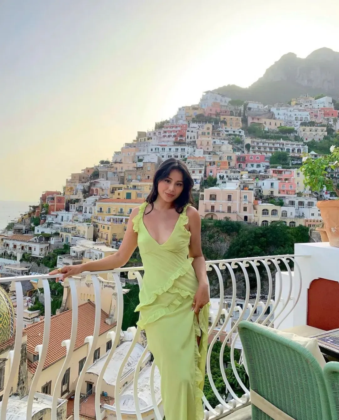 House of CB Pixie Ruffle Maxi Dress Lime Green Size 8 for rent on The Volte - main image