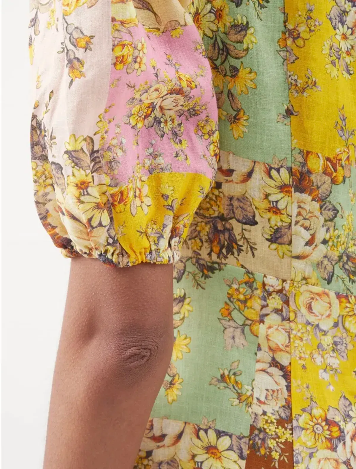 Alemais Matilde Patchwork Linen Midi Dress Floral Print Size 8 - Image 4