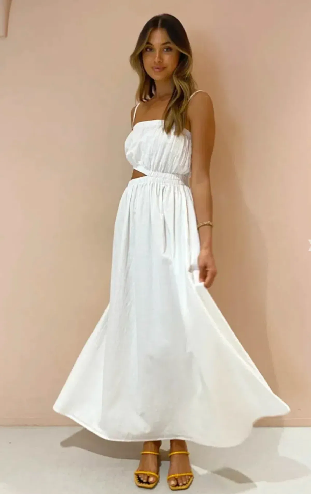 By Nicola Carnivale Elastic Waist Maxi Dress in White Size 10 / M - Image 1