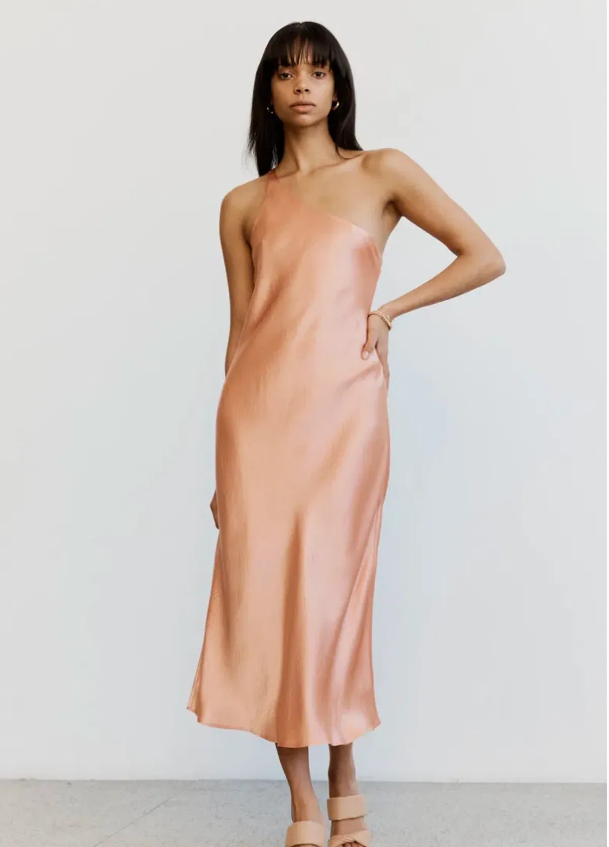 Third Form Crush Bias One Shoulder Midi Dress Guava Peach Size 10 - Image 1