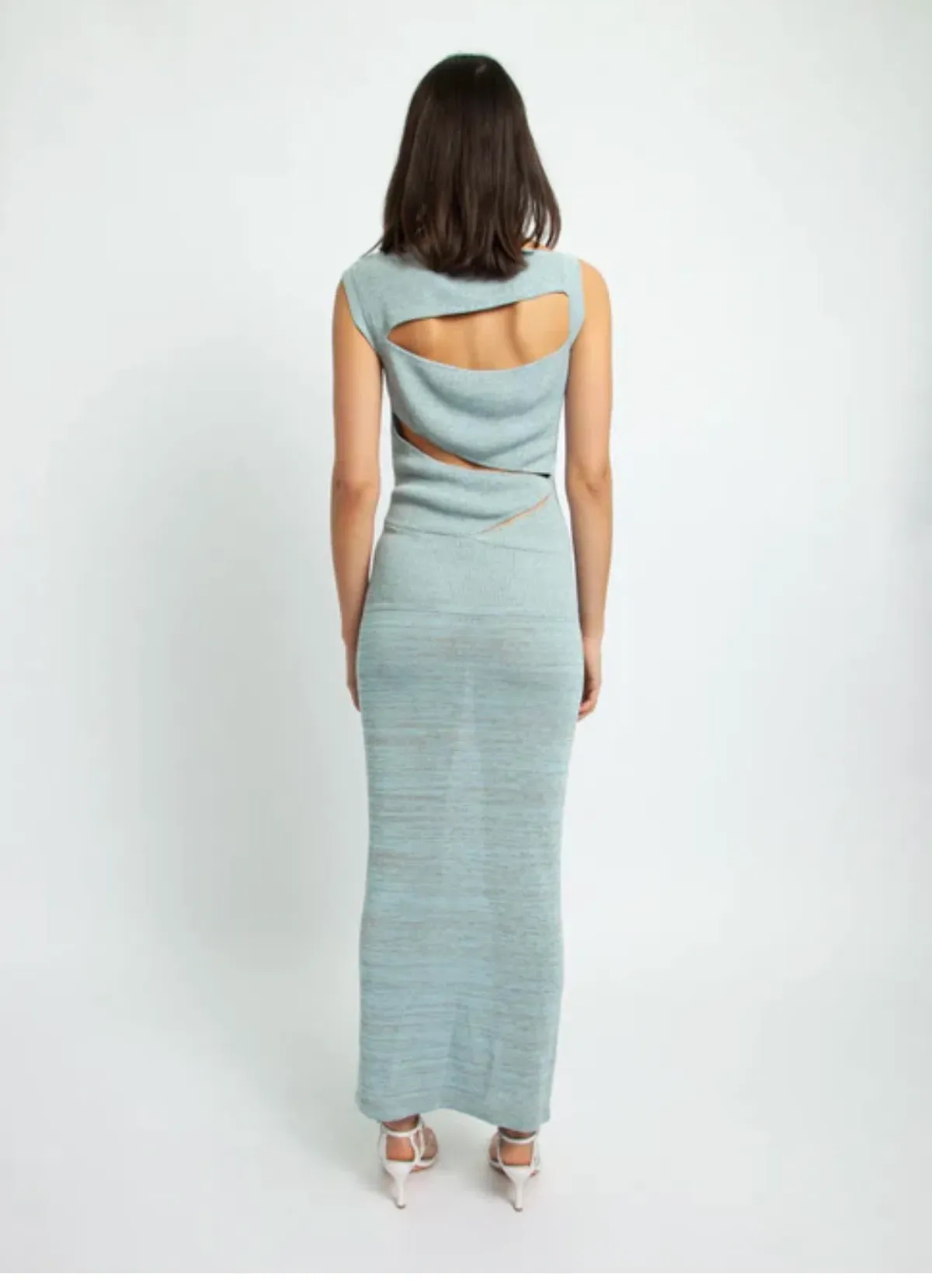 Christopher Esber Slashed Knit Dress Ice Blue Size XXS/AU 4 - Image 3