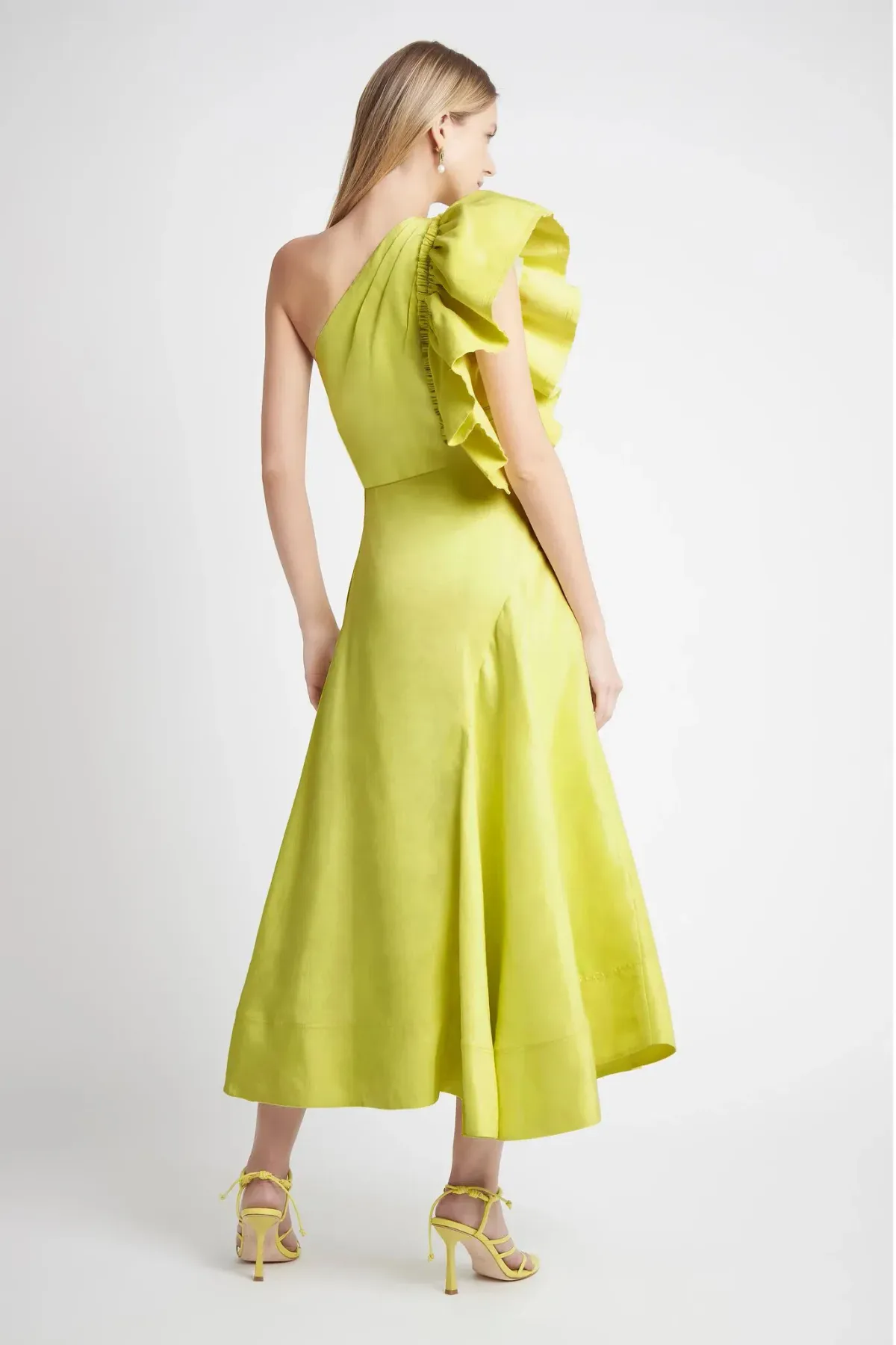 Aje Bonjour Asymmetric Midi Dress Lime Green Size 8  - Image 3