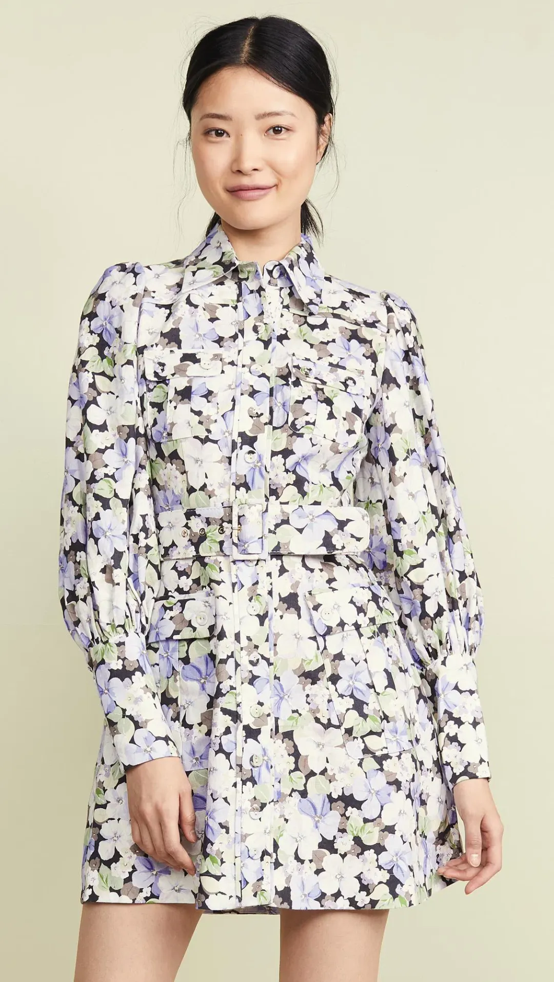 Zimmermann Ninety Six Shirt Mini Dress Floral Size 1 / Au 10 for rent on The Volte - main image