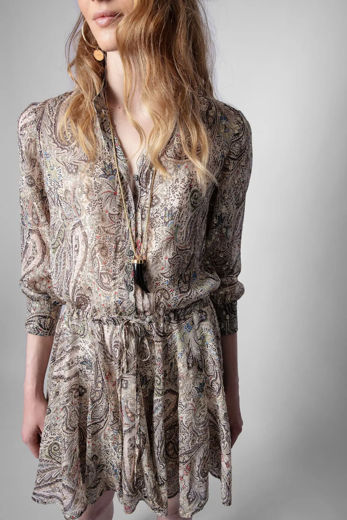 Zadig and Voltaire Ranil Peacock Silk Dress Print Size 10 - Image 2