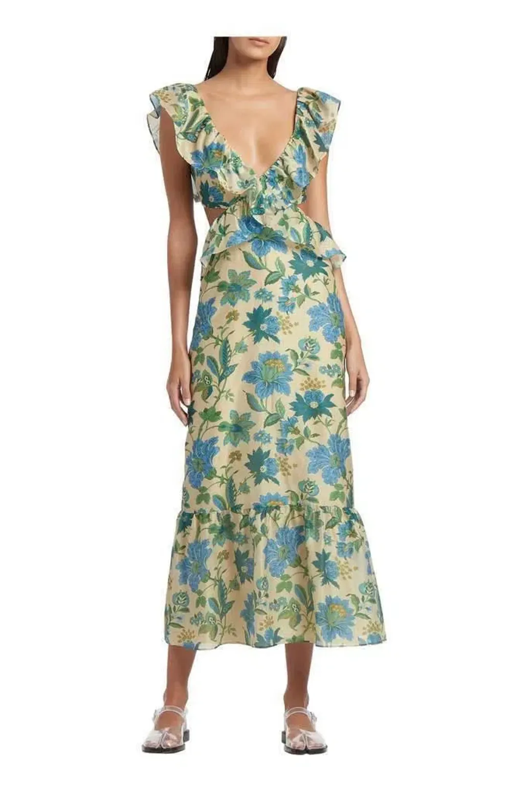 Sir The Label Celia Frill Midi Dress Print Size 6 for rent on The Volte - main image