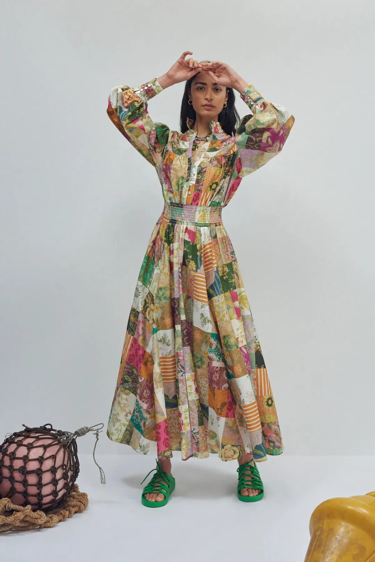Alemais Hattie Patchwork Midi Dress Multi Size 10 - Image 1