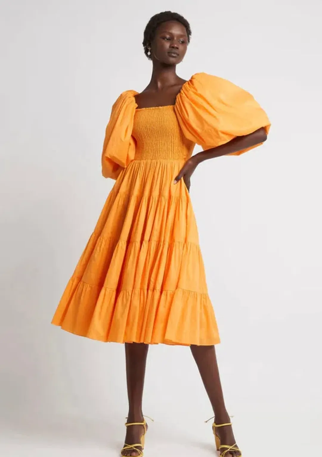 Aje Midi Cherished Dress Orange Size 8 / S for rent on The Volte - main image