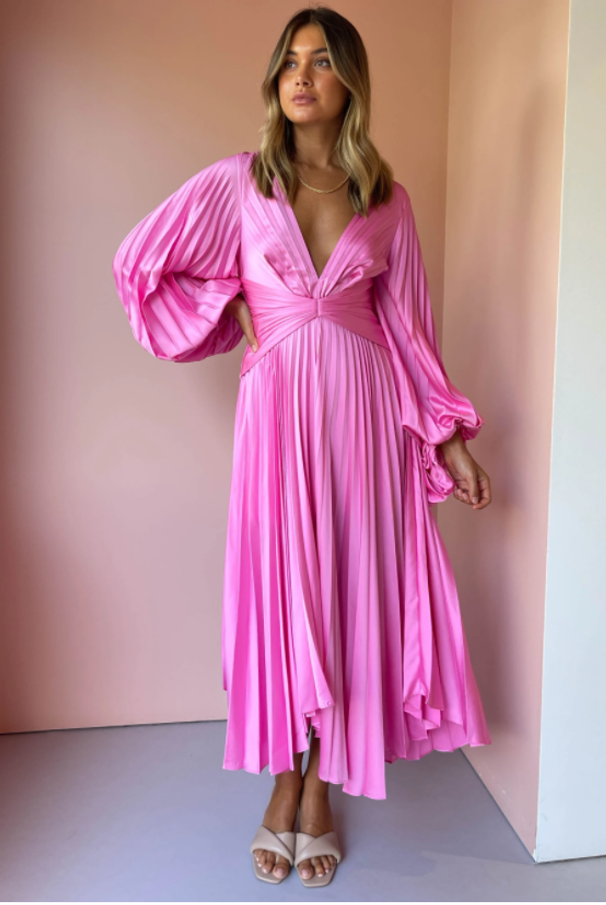 Acler Palms Midi Dress in Confetti Pink Size 8 - Image 4