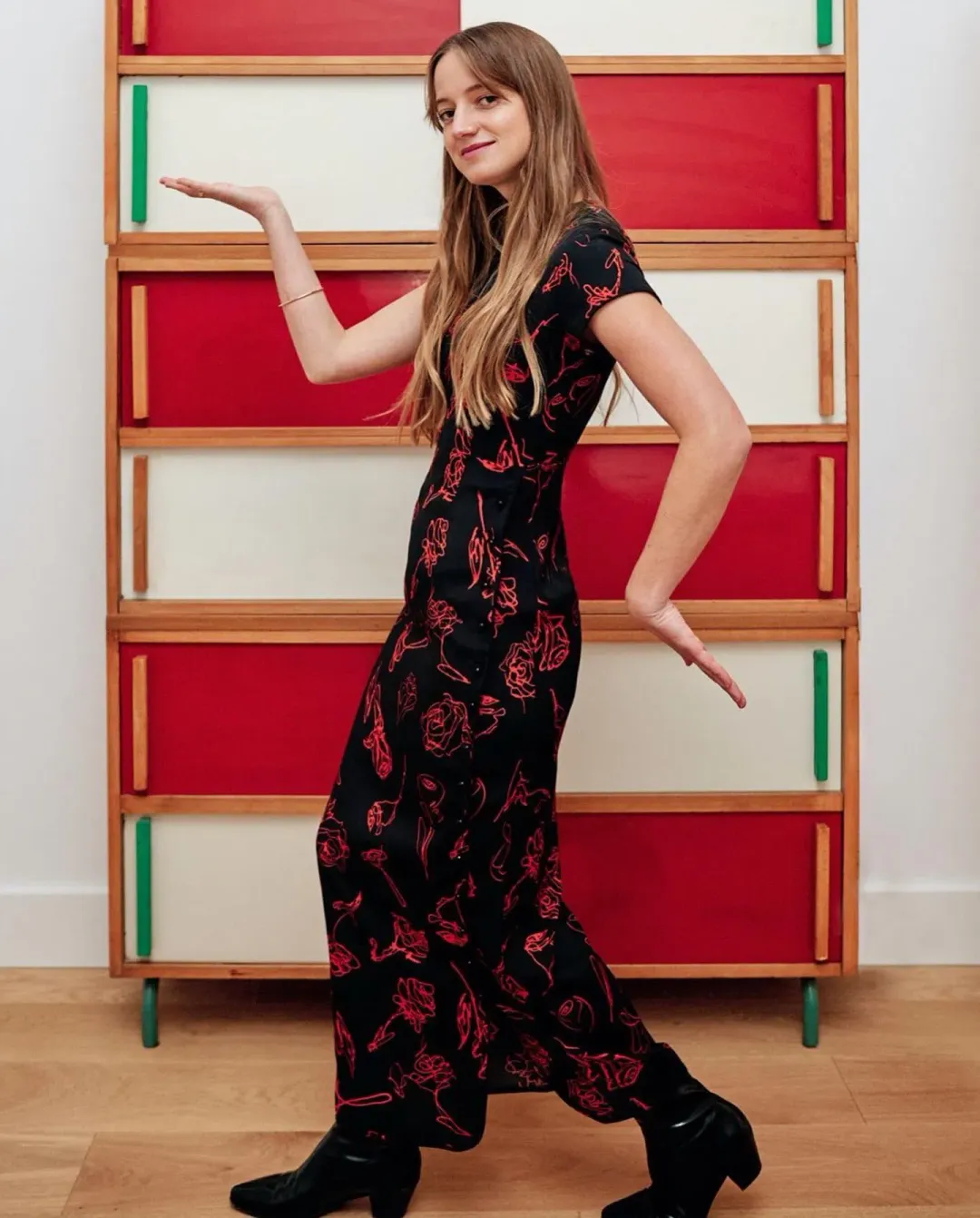 Amlul Roses Dress Black  Size 8 for rent on The Volte - main image