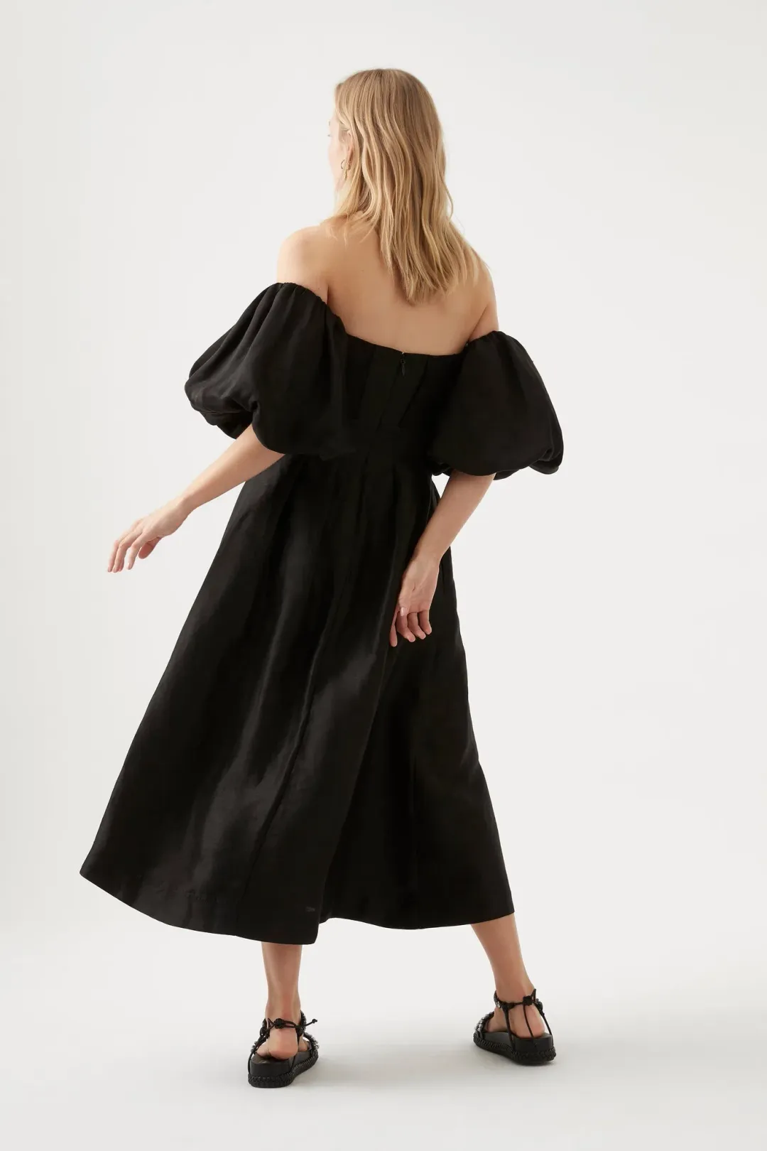 Aje Eugenie Off Shoulder Midi Dress Black Size 12 / L for rent on The Volte - main image