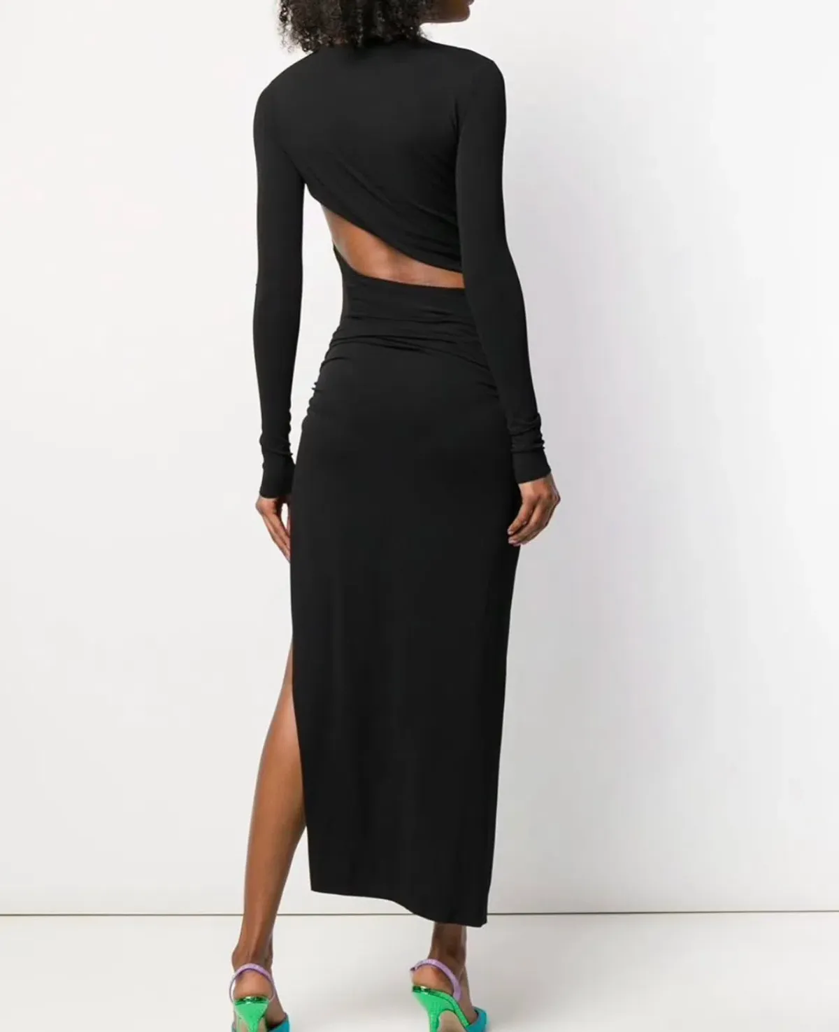 Alexandre Vauthier Cut Out Stretch Jersey Long Dress Black Size 6 - Image 2