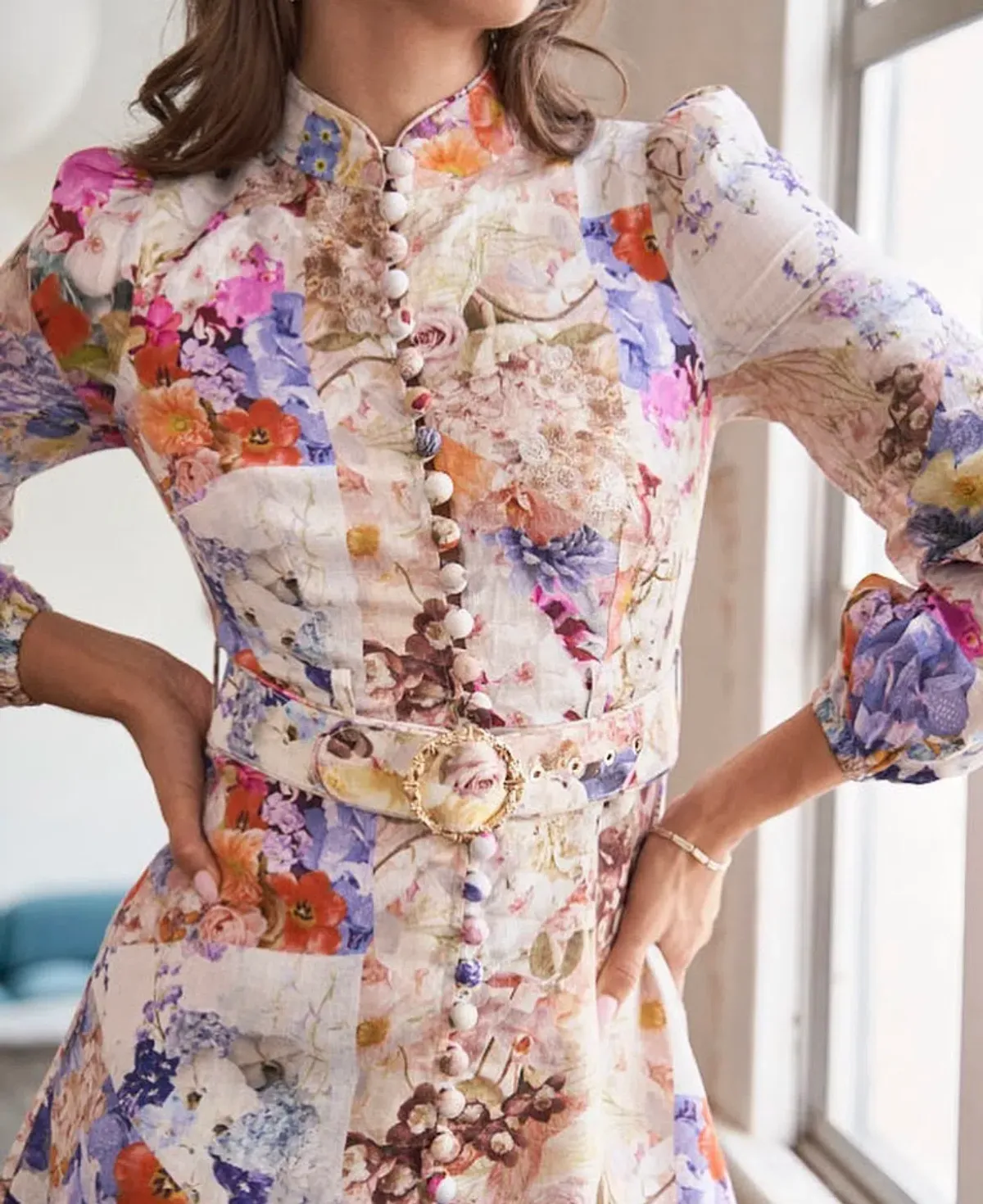 Zimmermann Prima Belted Mini Dress Patchwork Floral Size 0 / Au 8 - Image 3