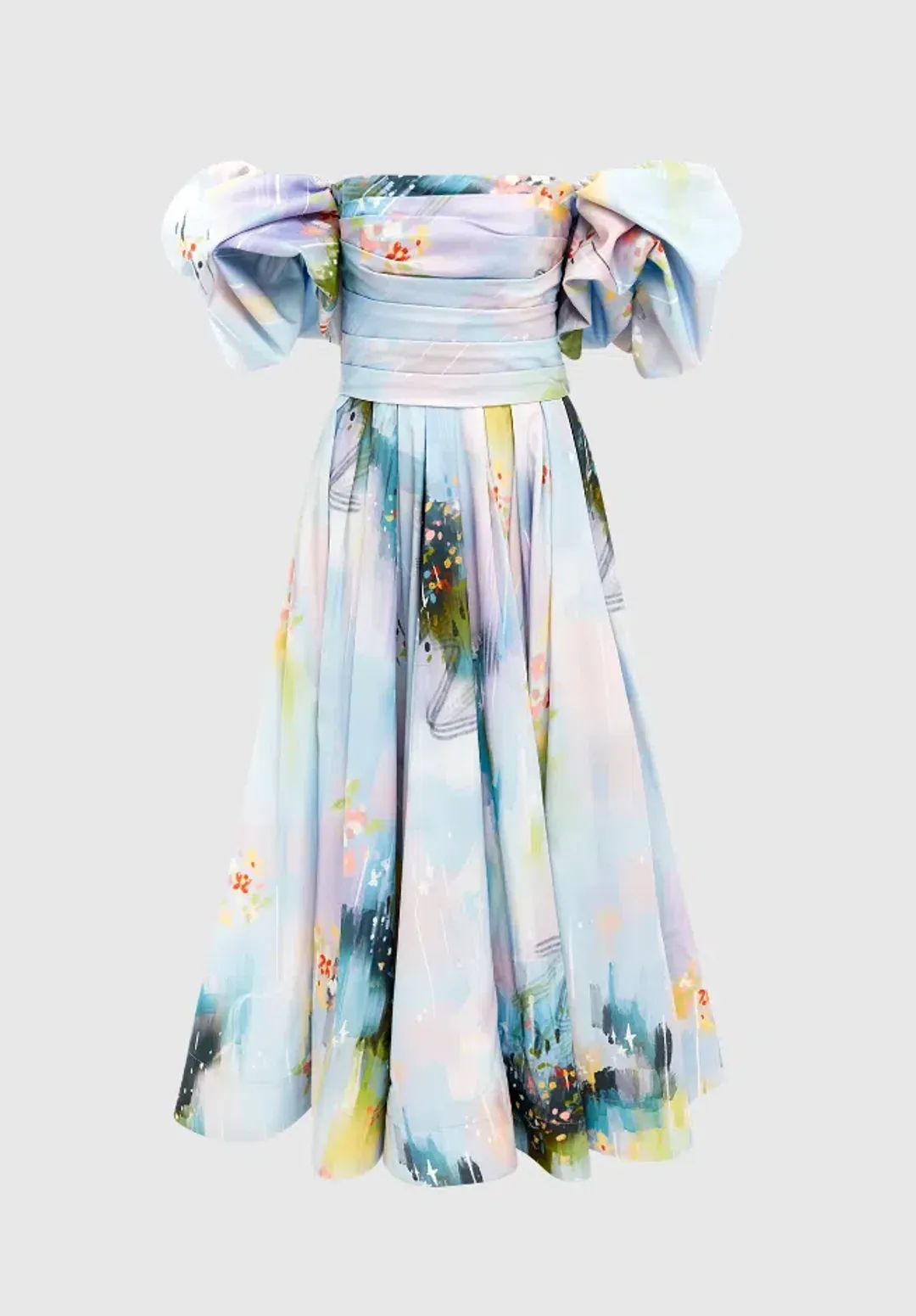 Leo Lin Matilda Puff Sleeve Midi Dress Willow Print Size 10 for rent on The Volte - main image