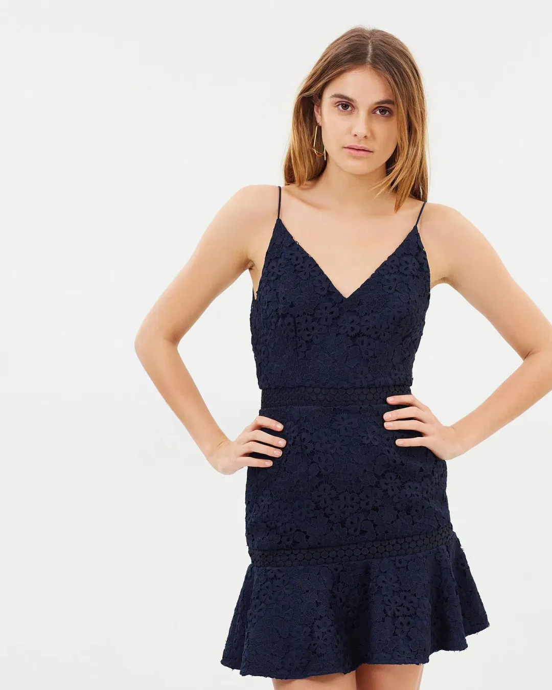 Keepsake the Label Utopia Lace Mini Dress Navy Size 10  for rent on The Volte - main image