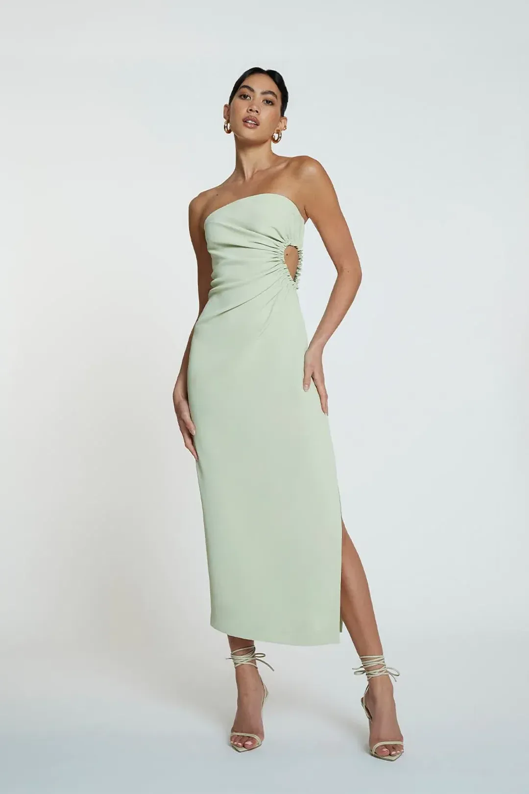 By Johnny Selena Strapless Midi Dress Avocado Green Size 10 / M for rent on The Volte - main image