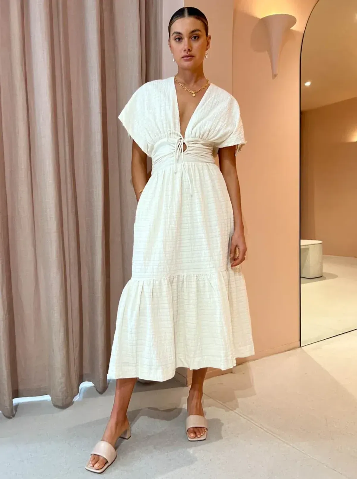 Sovere Lucid Midi Dress in Porcelain Size 10 / M - Image 1